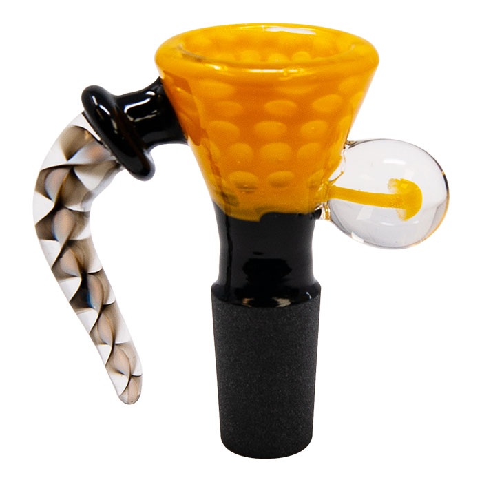 Swirly Horn Yellow Glass Bowl 14mm