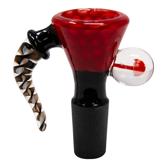 Swirly Horn Dark Red Glass Bowl 14mm
