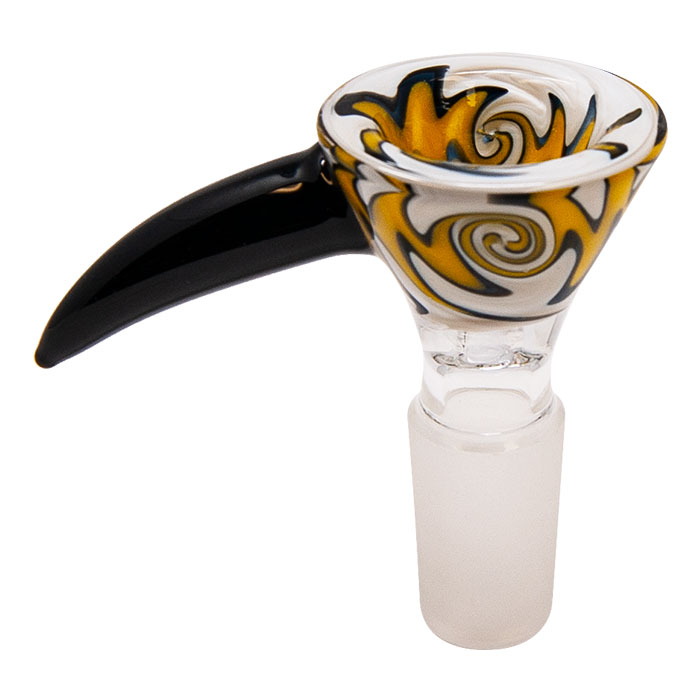 Horn Reverse Art Yellow Glass Bowl 14mm