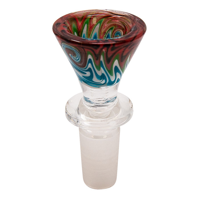 Conical Reverse Art Maroon Glass Bowl 14mm