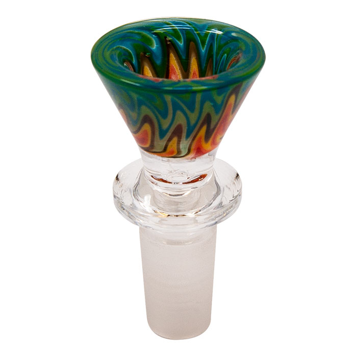 Conical Reverse Art Teal Green Glass Bowl 14mm