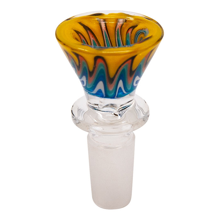 Conical Reverse Art Yellow Glass Bowl 14mm