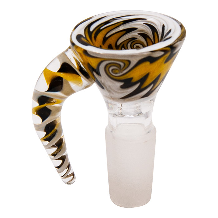 Swirly Horn Black Glass Bowl 14mm