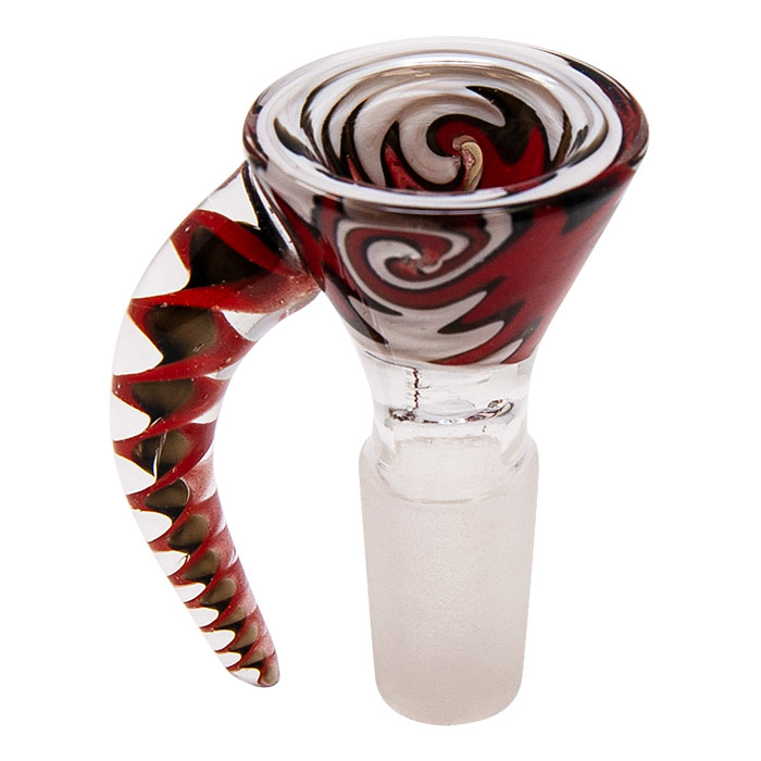 Swirly Horn Red Glass Bowl 14mm