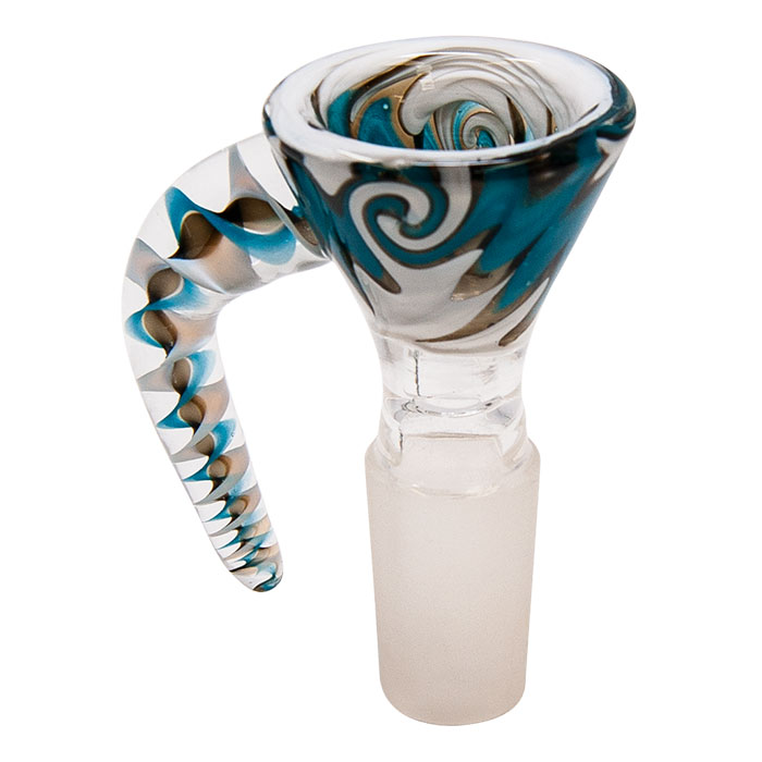 Swirly Horn Teal Green Glass Bowl 14mm