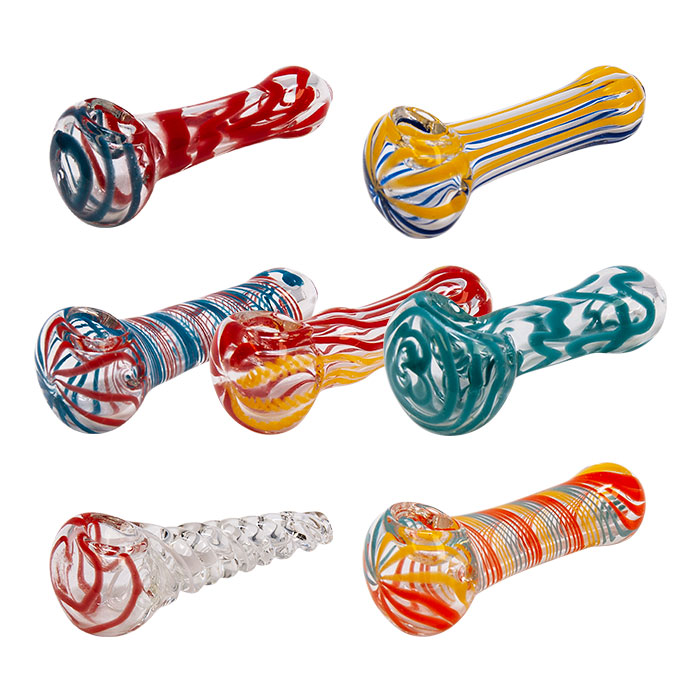 Assorted Lines Design Insideout Glass Pipe 3.5 Inches