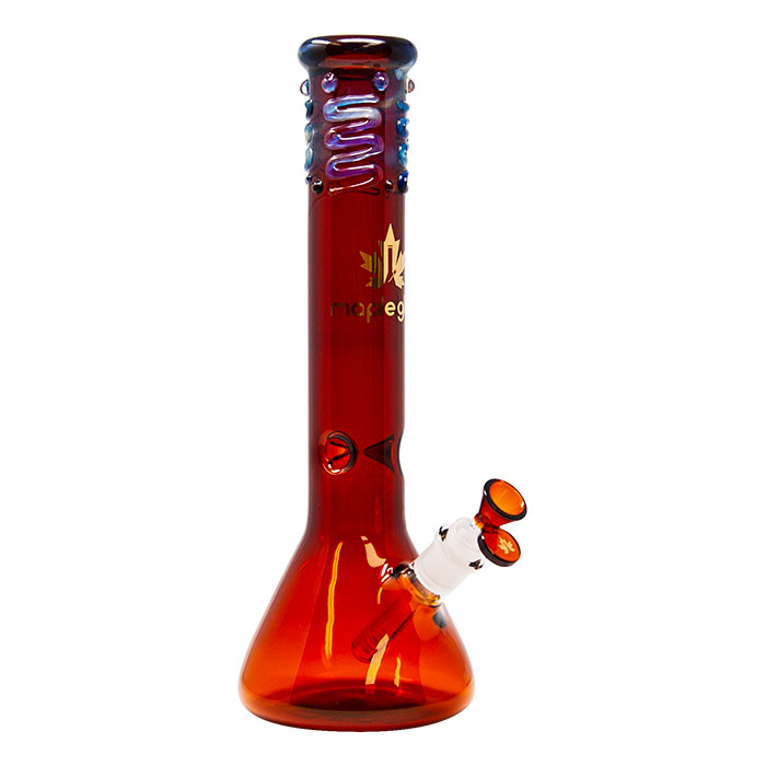 Maple Glass Amber Color Beaker Bong 14 Inches