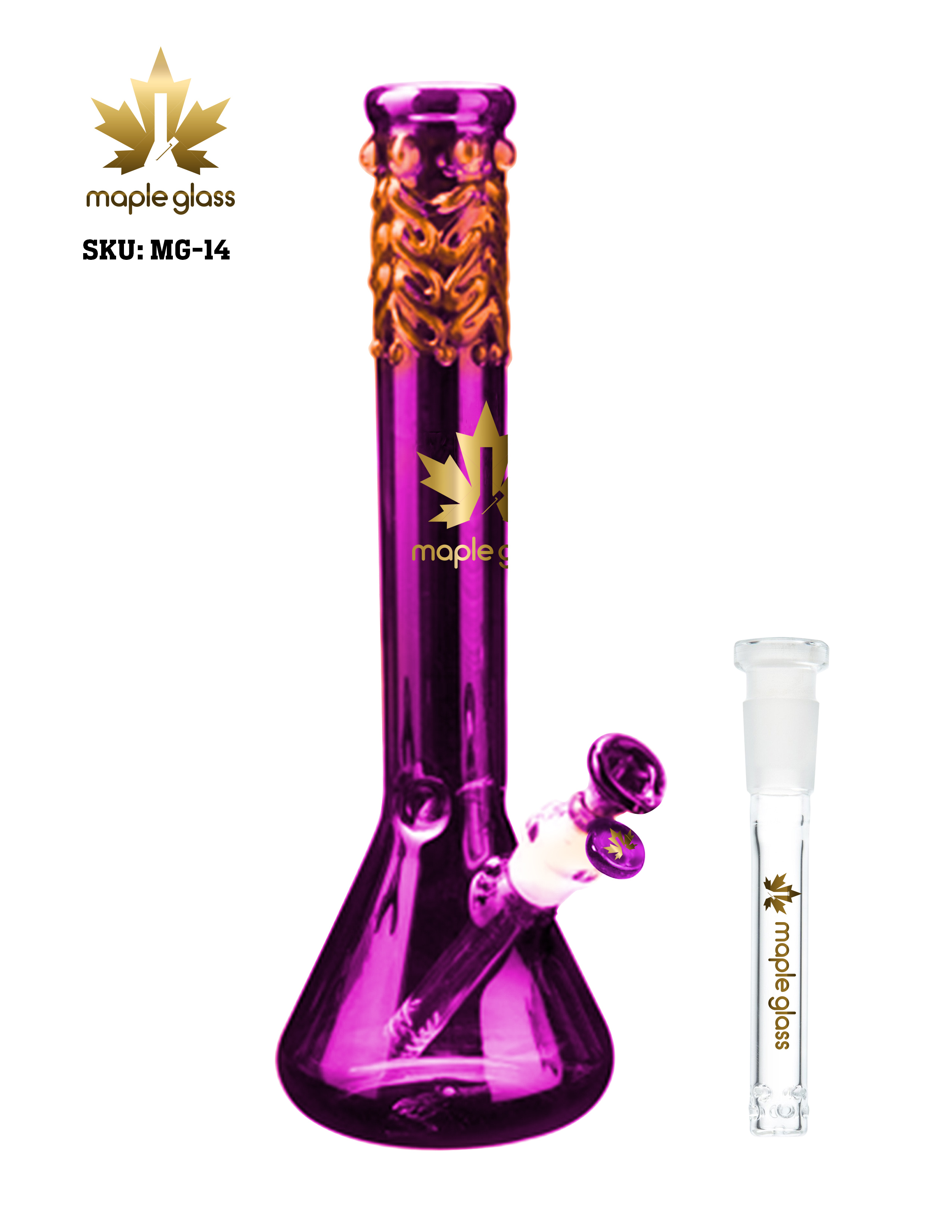 Maple Glass Pink Color Beaker Bong 14 Inches