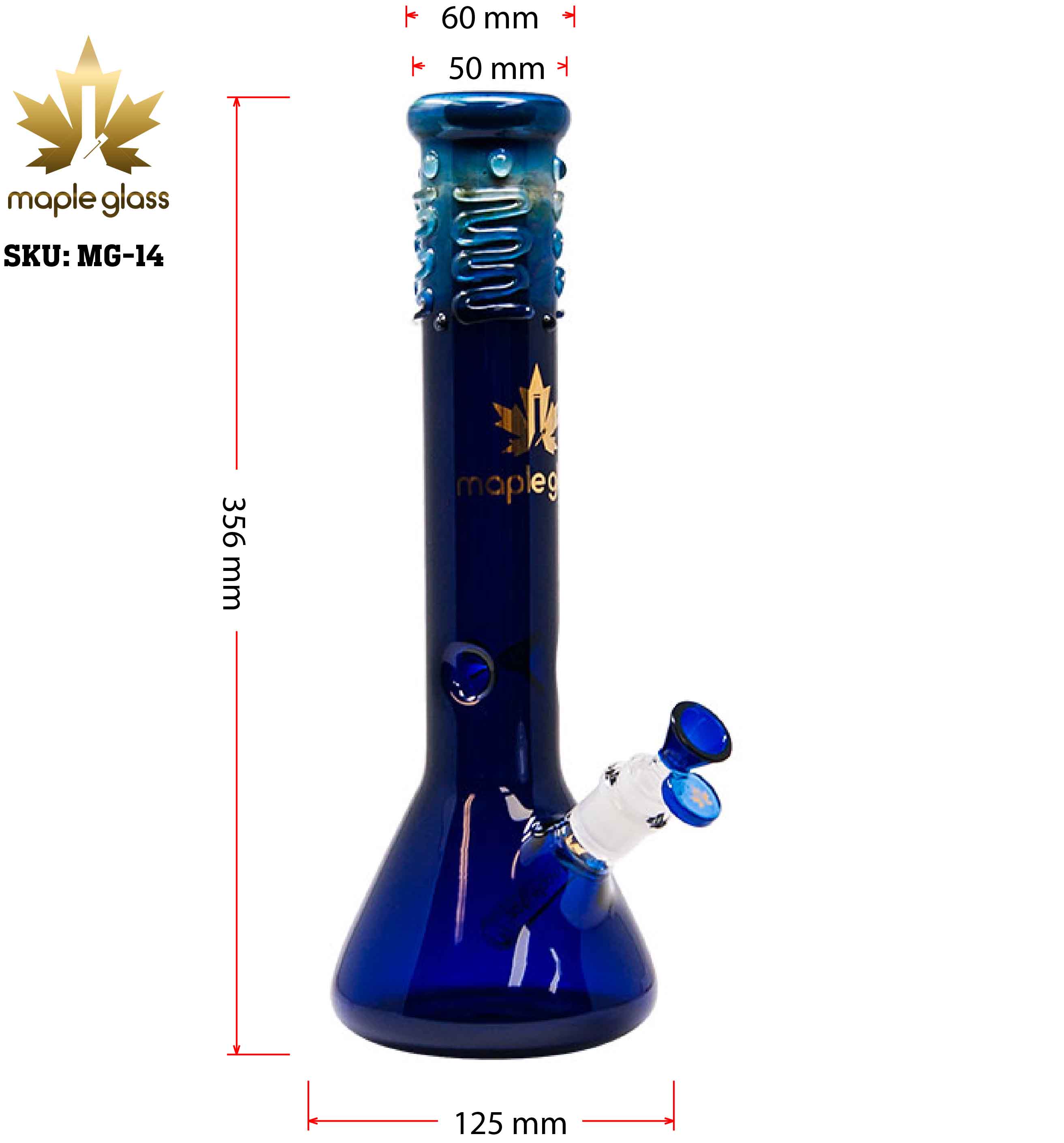 Maple Glass Blue Color Beaker Bong 14 Inches