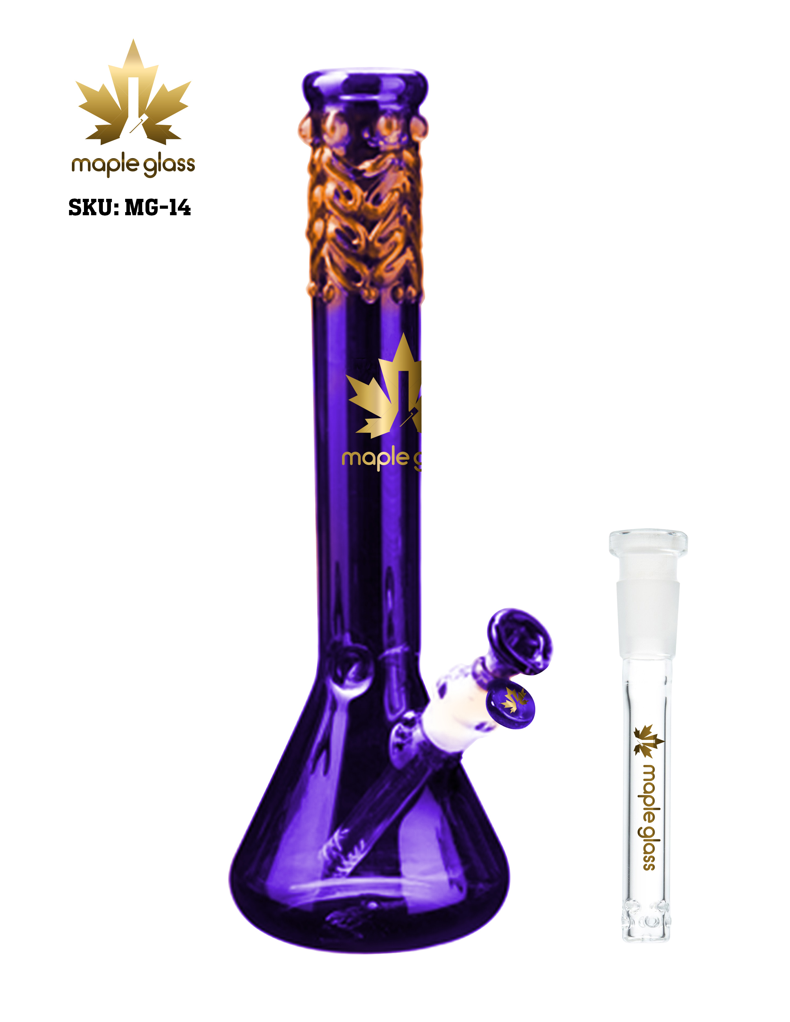 Maple Glass Blue Color Beaker Bong 14 Inches