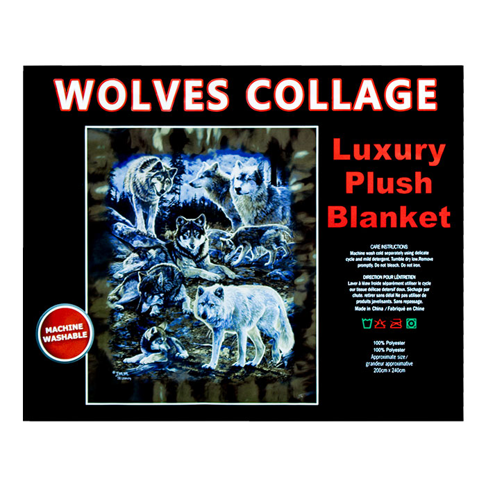 Wolves Collage Queen Plush Blanket