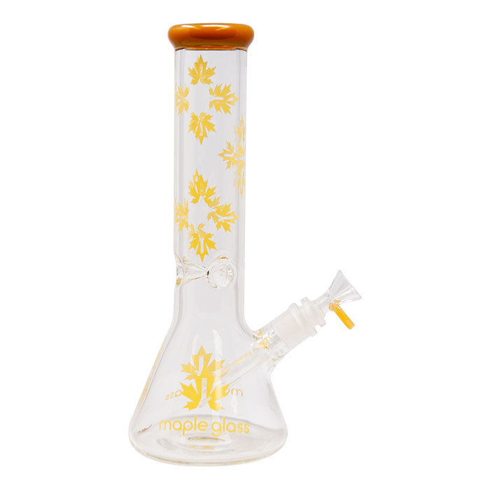 Yellow Autumn Leaves Glass Bong 12 Inches