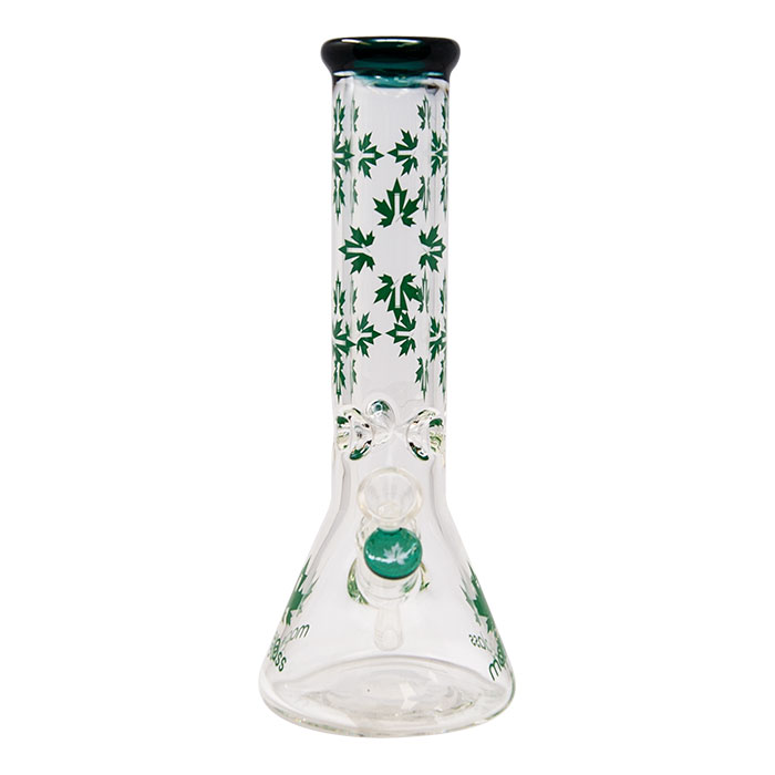 Teal Green Maple Glass Bong 12 Inches