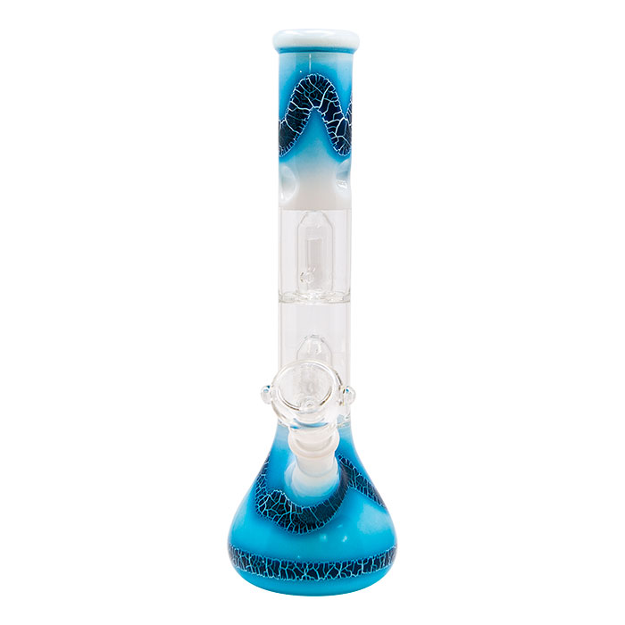 Sky Blue Double Percolated 12 Inches Water Pipe