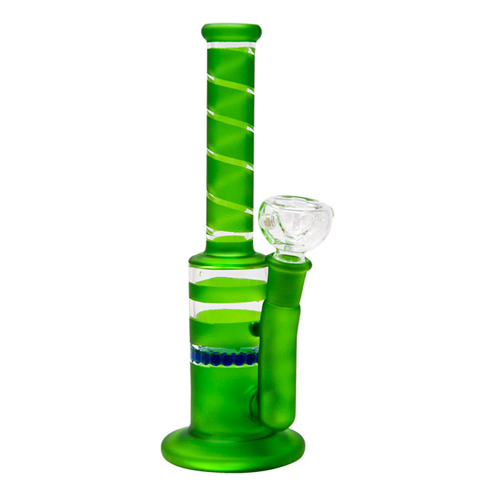 Green Mini Straight Tube Honeycomb Bong 10 Inches