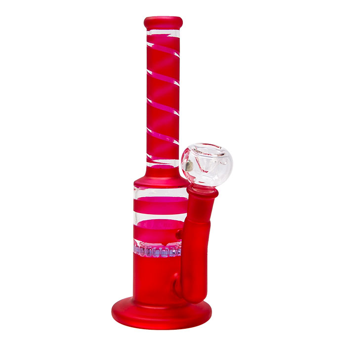 Red Mini Straight Tube Honeycomb Bong 10 Inches