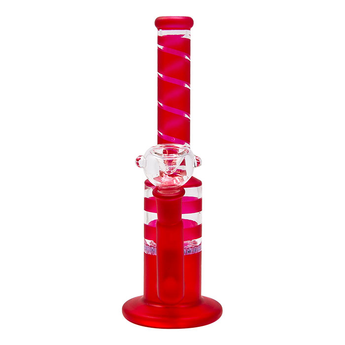 Red Mini Straight Tube Honeycomb Bong 10 Inches