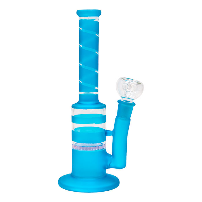 Sky Blue Mini Straight Tube Honeycomb Bong 10 Inches