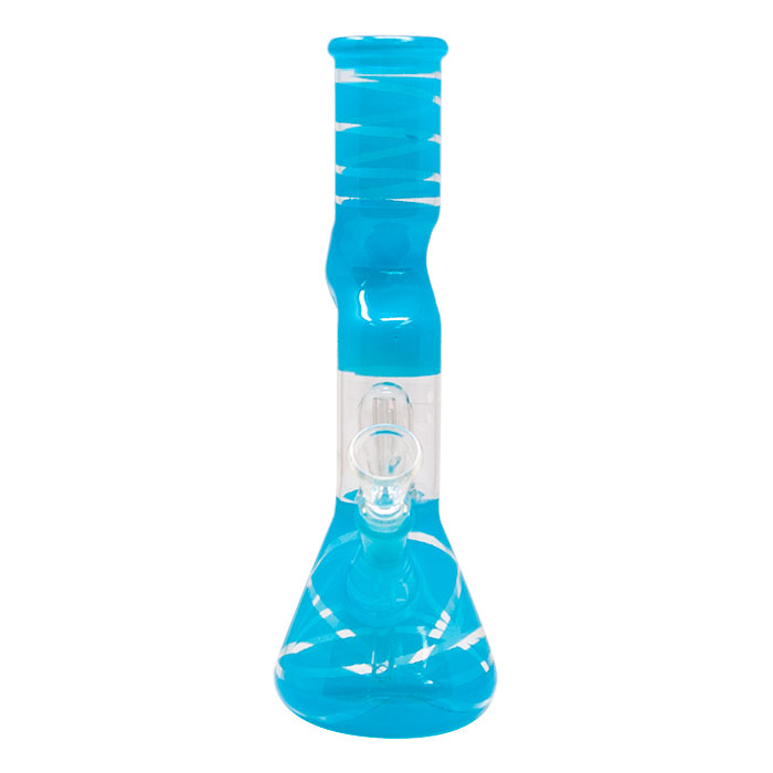 Sky Blue Mini Hook Percolated Zong Bong 10 Inches