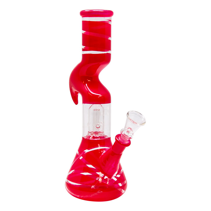 Red Mini Hook Percolated Zong Bong 10 Inches