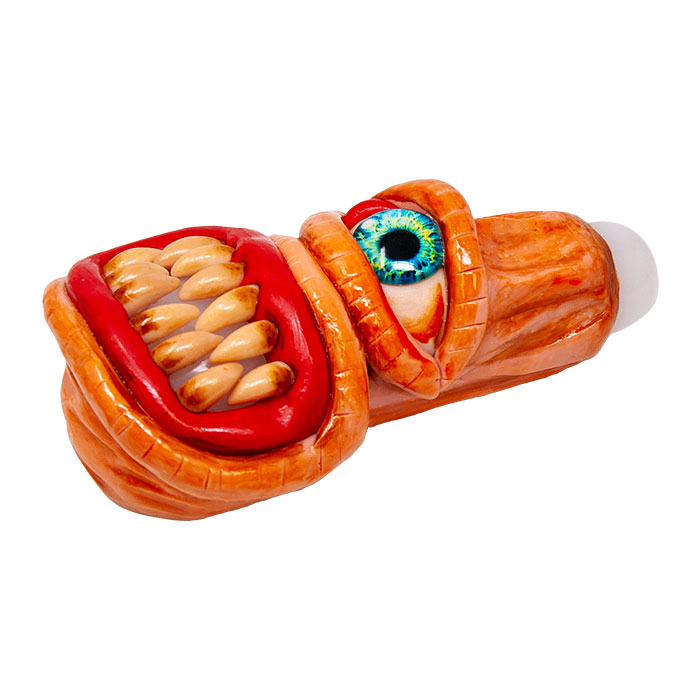 Teeth Grinding Blue-Eyed Monster Hand Pipe 5 Inches