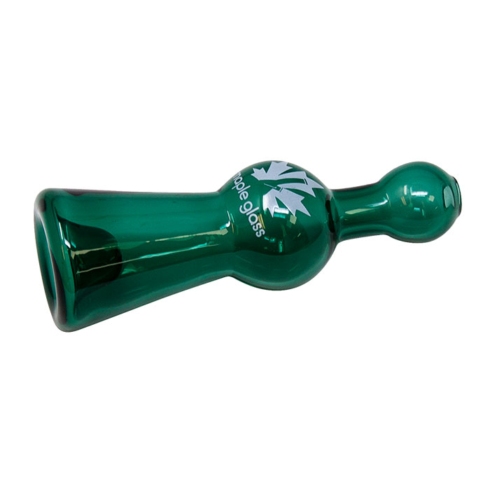 Maple Glass Teal Green Cobalt Glass Chillum Pipe 4 Inches