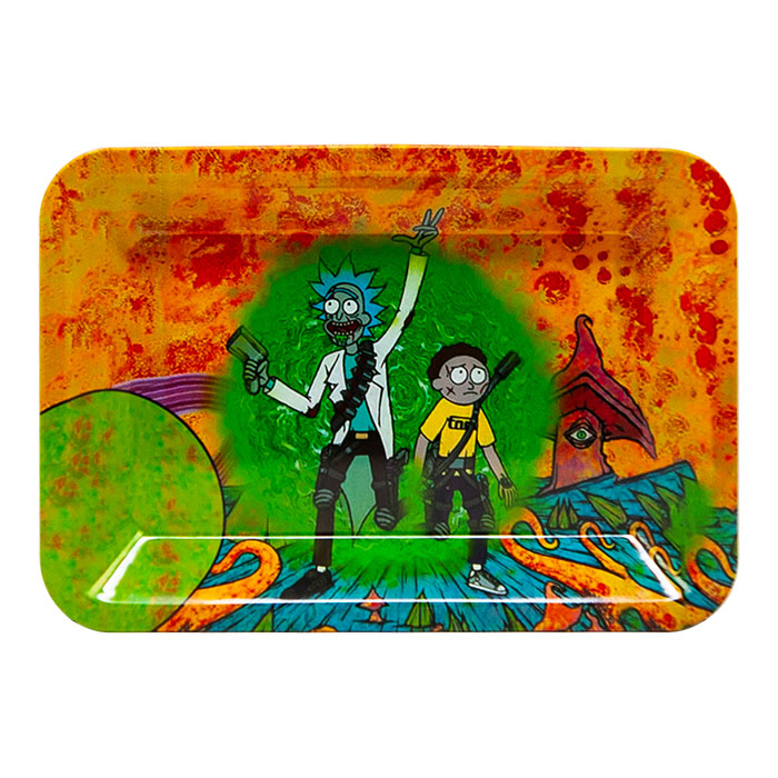 Rick And Morty Guns Small Rolling Tray With Magnetic Lid
