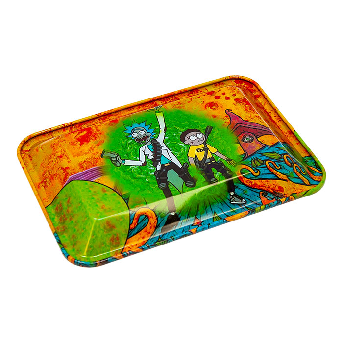 Rick And Morty Guns Small Rolling Tray With Magnetic Lid