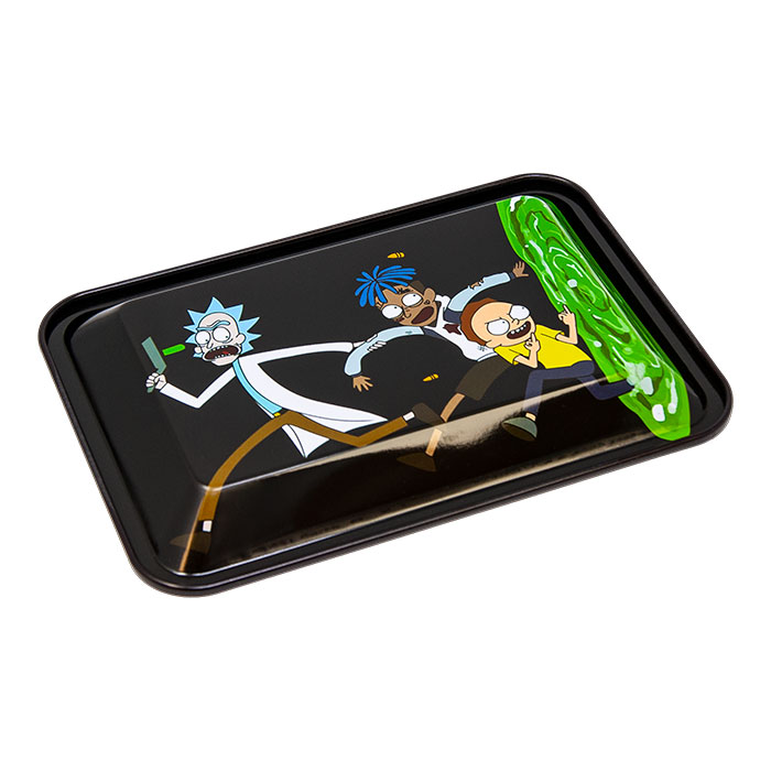 Rick And Morty Runs Small Rolling Tray With Magnetic Lid