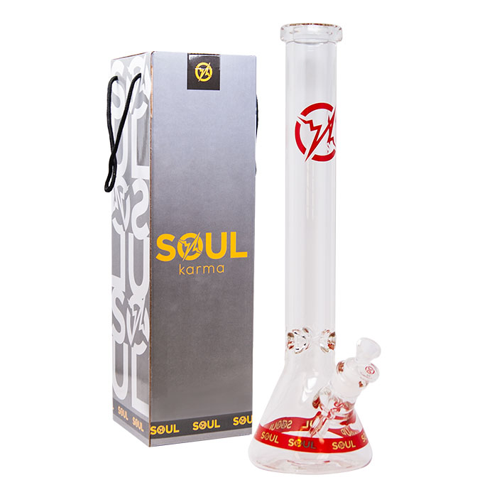 Red Karma Series 9mm Thick Beaker 18 Inches Bong By Soul Glass