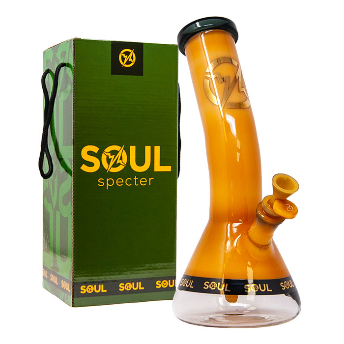 Espresso Specter Series 12 Inches Bent Neck Beaker Bong by Soul Glass