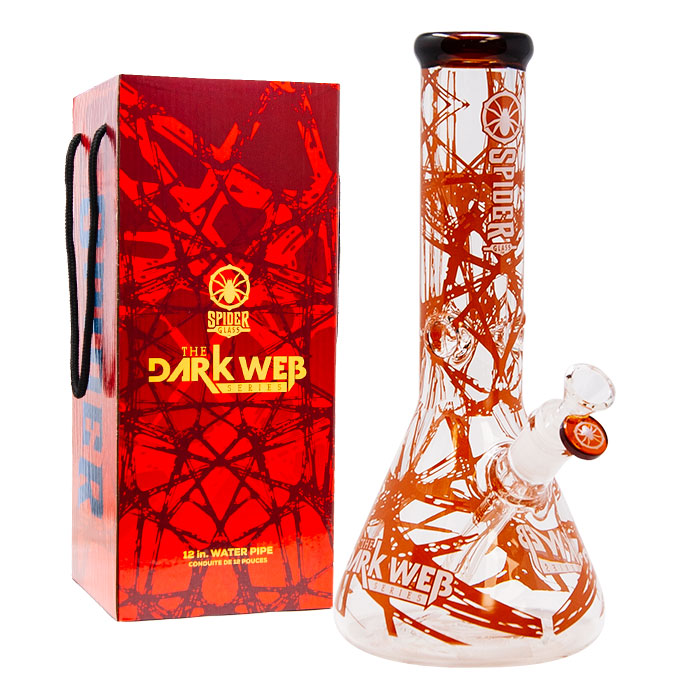 Amber Darkweb Series Spider Glass Beaker Bong 12 Inches