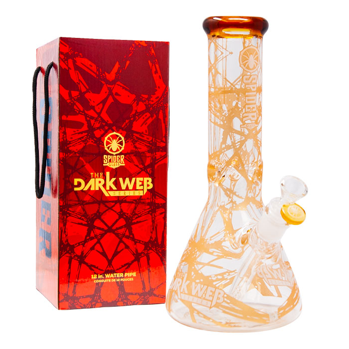 Golden Darkweb Series Spider Glass Beaker Bong 12 Inches