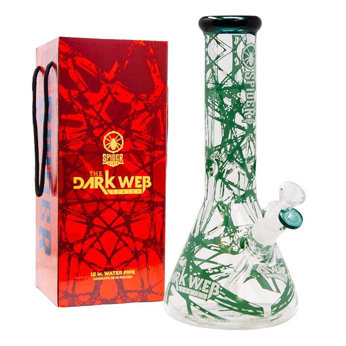 Teal Darkweb Series Spider Glass Beaker Bong 12 Inches