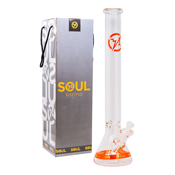 Soul Glass 9mm Thick Orange Glass Beaker Bong 24 Inches