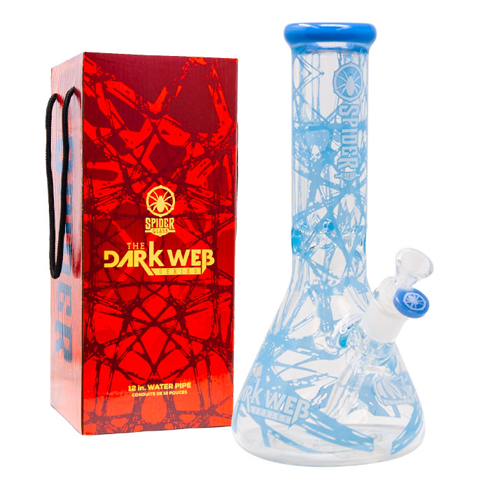 Sky Blue Darkweb Series Spider Glass Beaker Bong 12 Inches