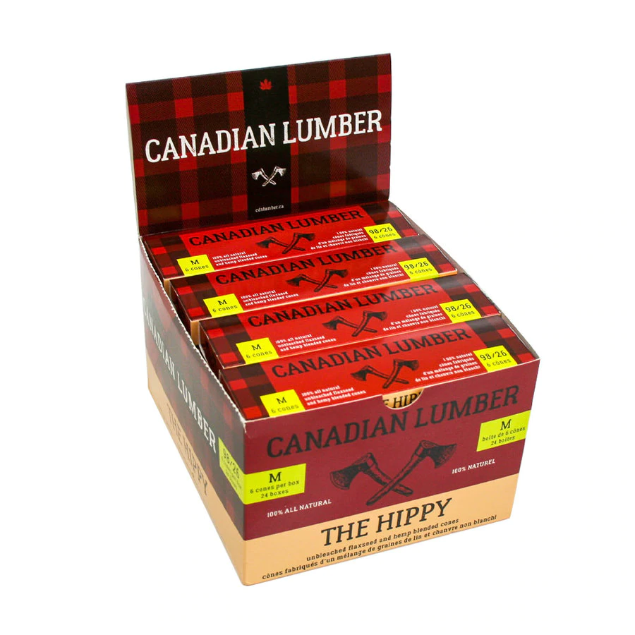 Canadian Lumber 1.25 The Hippy Pre-Rolled Cones Display Of 24