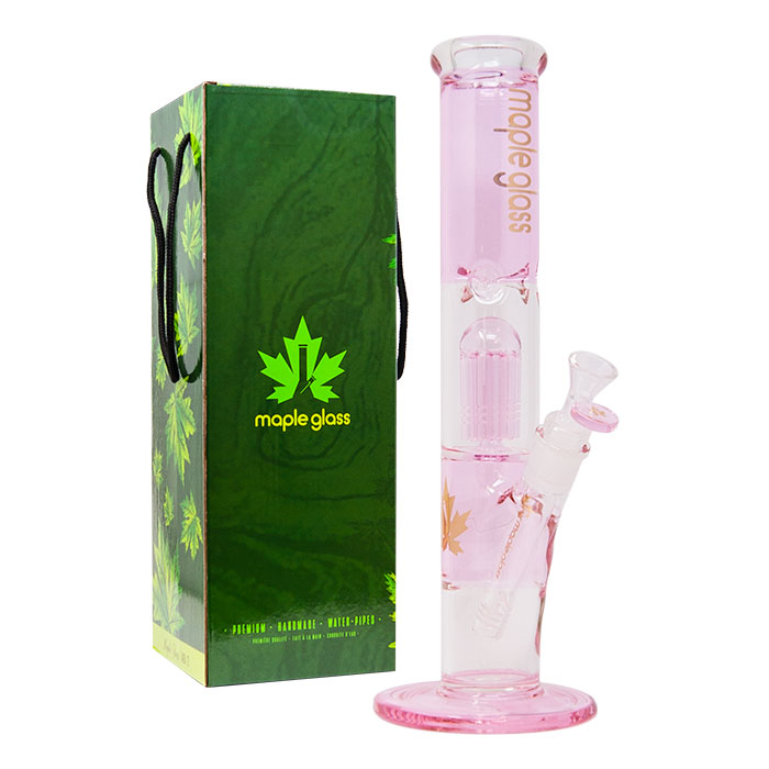 Pink Maple Glass Tree Percolator Bong 13 Inches