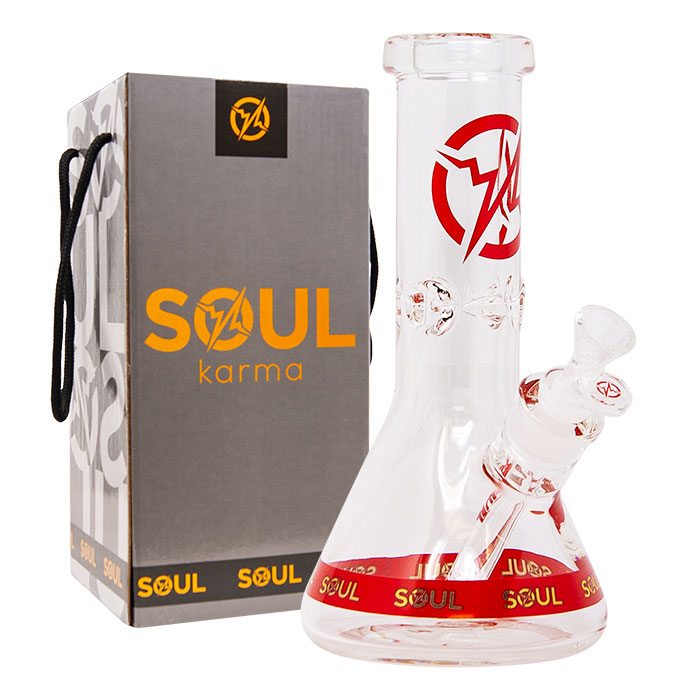 Red Soul Glass 9mm Thick Glass Beaker Bong 10 Inches