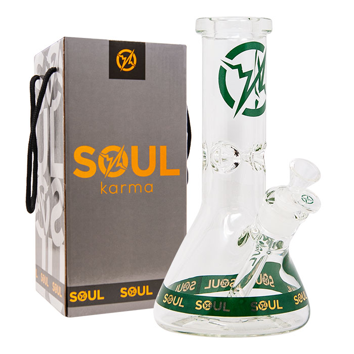 Green Soul Glass 9mm Thick Glass Beaker Bong 10 Inches