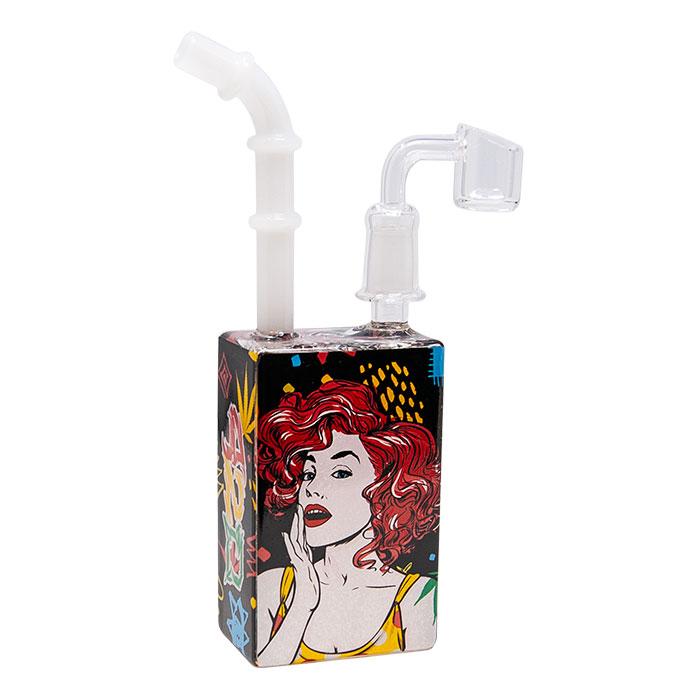 Pinup Girl Red Head 7 Inches Glass Dab Rigs