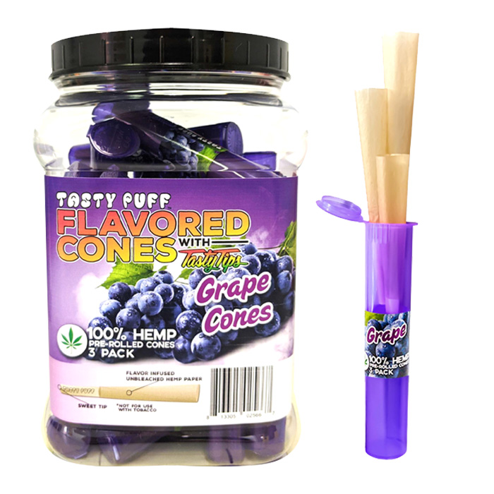 Tasty Puffs Grape Flavored Cones Container of 30 Tubes