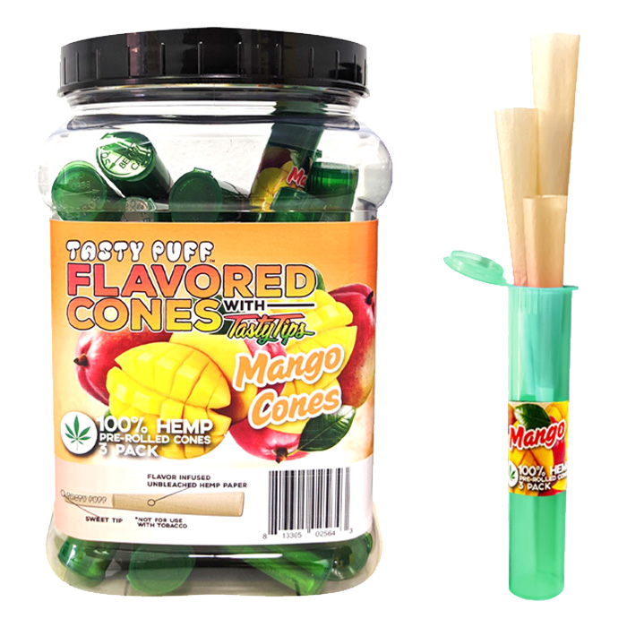 Tasty Puffs Mango Flavored Cones Container of 30 Tubes