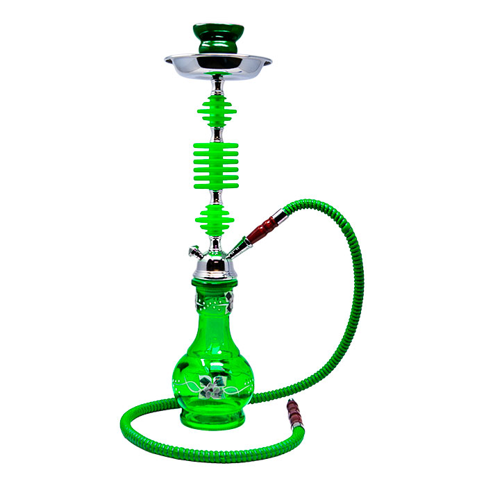 Floral Design Green Glass Hookah 22 Inches