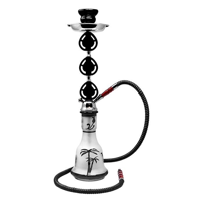Black Translucent Glass Base Tropical Hookah 22 Inches