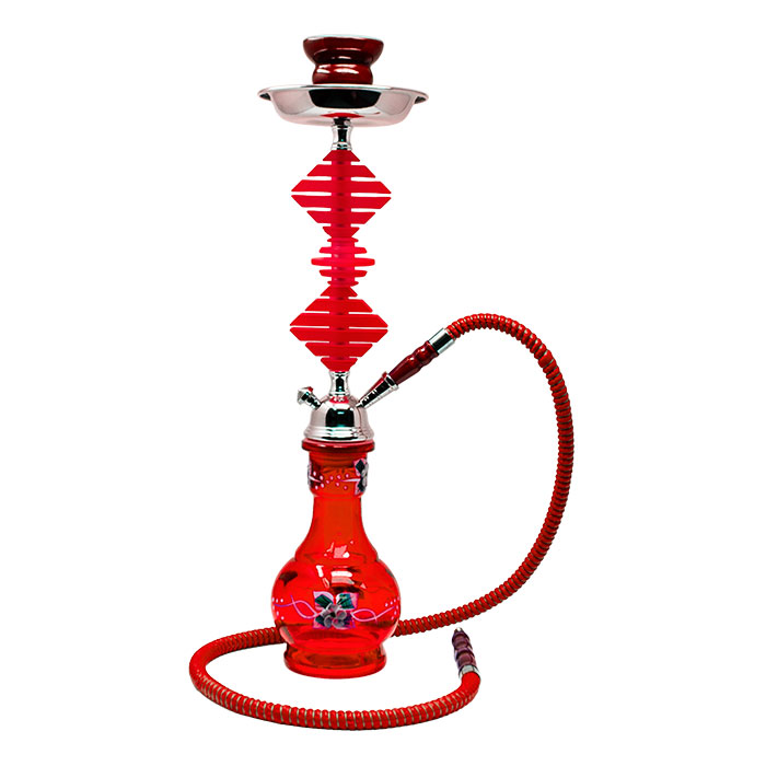 Red Glass Base Hookah 22 Inches