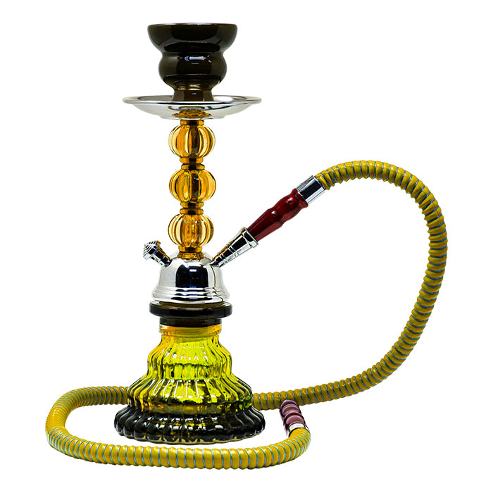 Yellow Pyramid Glass Hookah 12 Inches