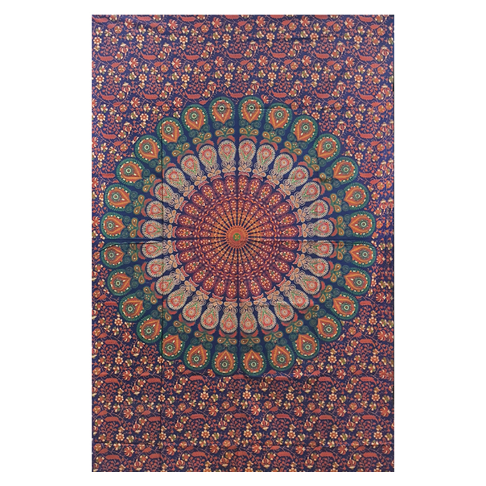 Cotton Mandala Print Blue Maple Tapestry