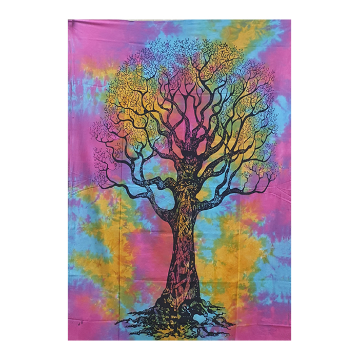 Cotton Winter Tree Multi Color Maple Tapestry
