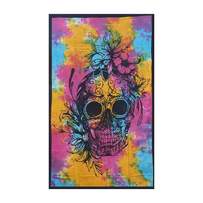 Cotton Hower Skull Maple Tapestry